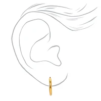 C LUXE by Claire's Gold-tone Titanium 12mm Sleek Hoop Earrings