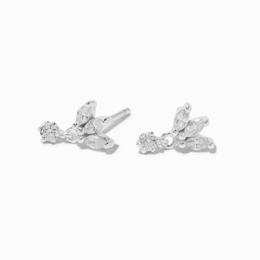 C LUXE by Claire's Sterling Silver Cubic Zirconia Flower Drop Earrings