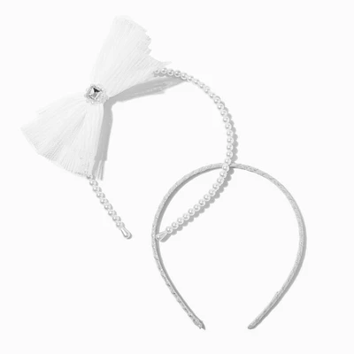 Claire's Club White Bow & Pearl Headbands - 2 Pack