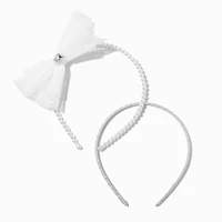 Claire's Club White Bow & Pearl Headbands - 2 Pack