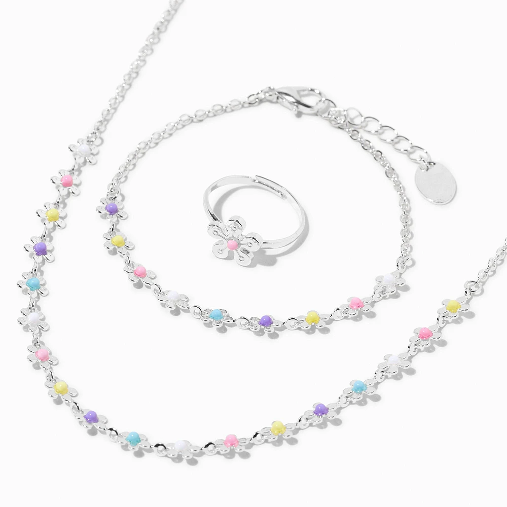 Claire's Club Silver Daisy Jewelry Set - 3 Pack