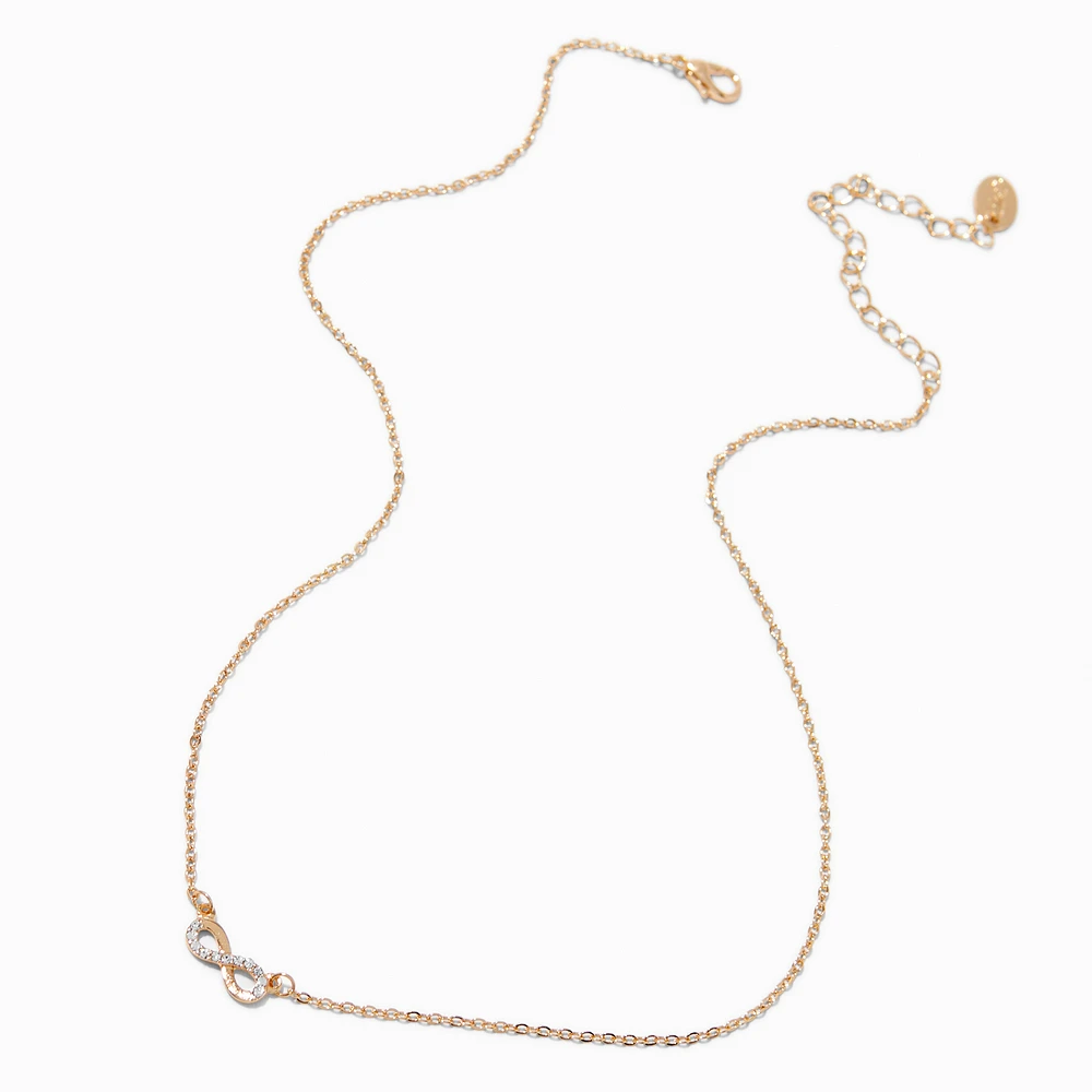 Gold-tone Crystal Infinity Pendant Necklace