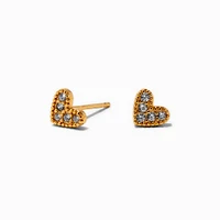 18kt Gold Plated Cubic Zirconia Heart Stud Earrings