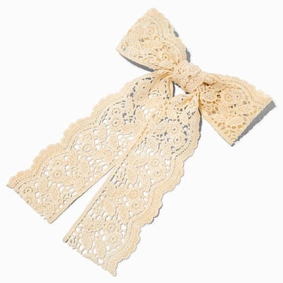 Cream Lace Hair Bow Clip