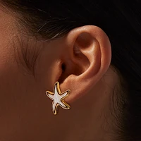White Starfish Stud Earrings
