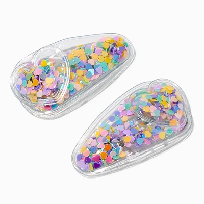 Claire's Club Pastel Heart Confetti Shaker Snap Hair Clips - 2 Pack