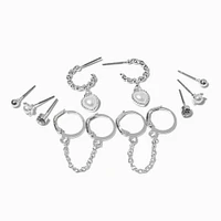 Silver-tone Pearl Heart Chain Connector Stackables Set - 6 Pack