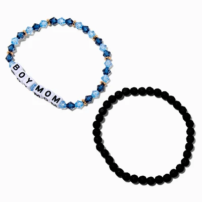 Mommy & Me Beaded "Boy Mom" Stretch Bracelets - 2 Pack