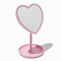 Pink Heart Light-Up Stand Mirror