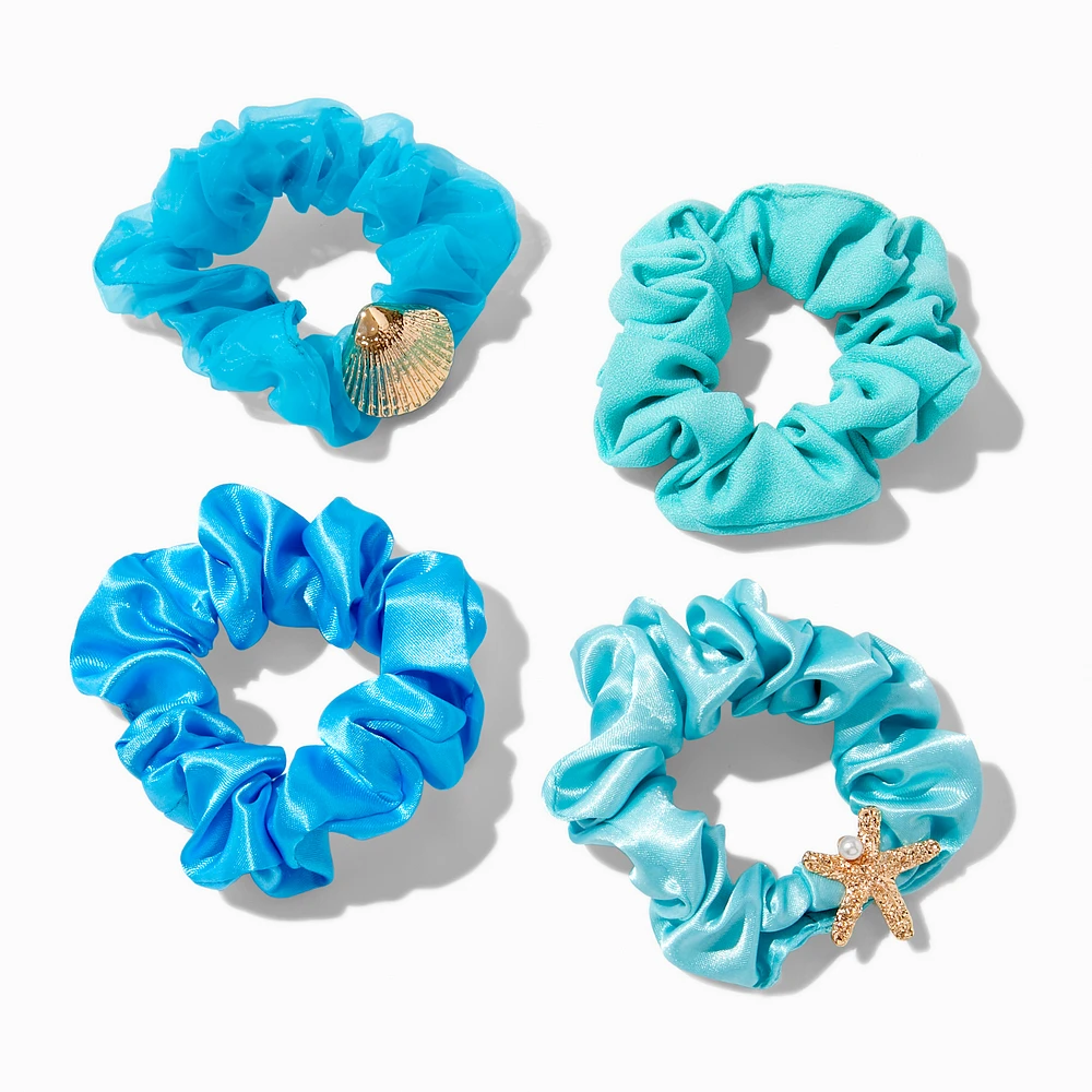 Beachfront Blue Hair Scrunchies - 4 Pack