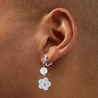 UV Color-Changing White Daisy Clip-On Drop Earrings