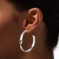 Silver-tone Oversized Twisted Hoop Earrings