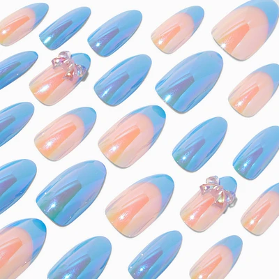 Blue 3D Bow Stiletto Vegan Faux Nail Set - 24 Pack