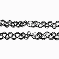 Best Friends Split Heart Flower Charm Tattoo Choker Necklaces - 2 Pack