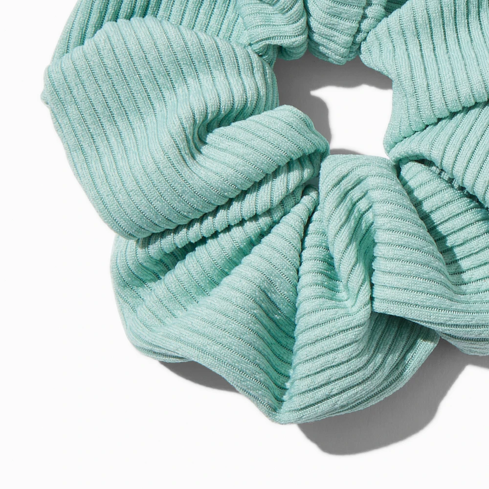 Purple & Green Ribbed Hair Scrunchies - 2 Pack