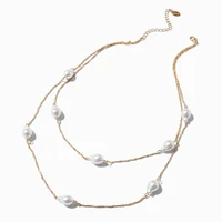 Gold-tone Pearl Multi-Strand Necklace