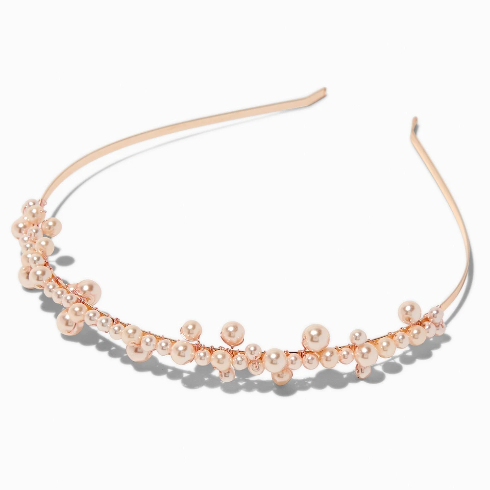 Rose Gold Pearl Cluster Headband