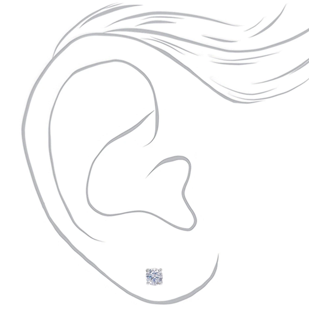 C LUXE by Claire's Sterling Silver Cubic Zirconia 4mm Round Stud Earrings