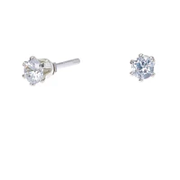Clear Cubic Zirconia 3mm Round Stud Earrings