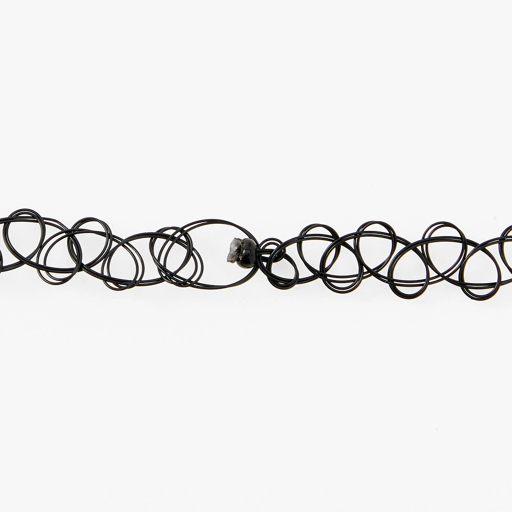 Black Cat Mood Tattoo Choker Necklace