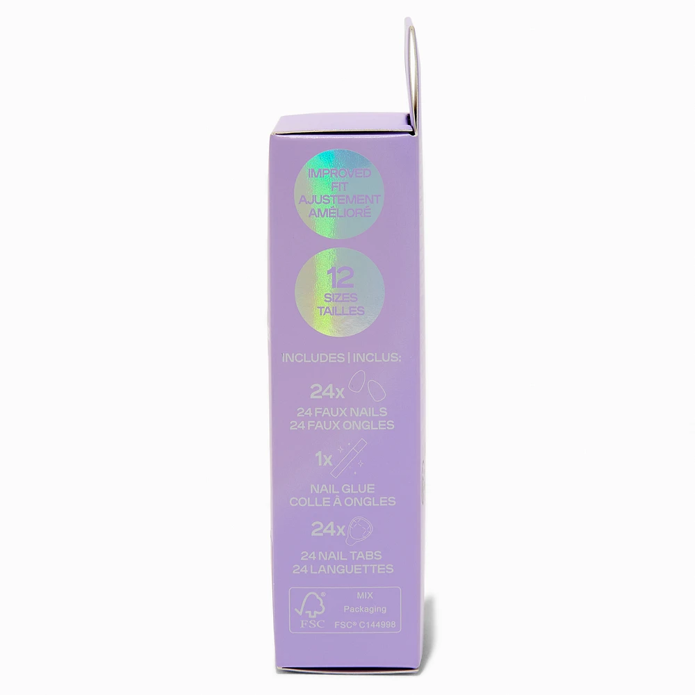 Pastel Iridescent Ombré French Short Almond Vegan Faux Nail Set - 24 Pack