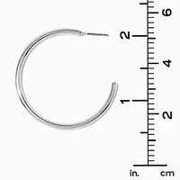 Silver-tone 40mm Tubular Hoop Earrings