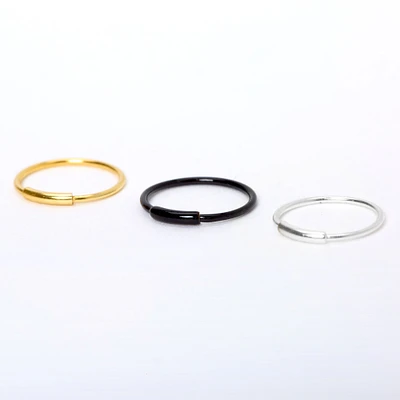 22G Mixed Metal Sterling Silver Nose Rings - 3 Pack