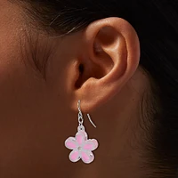 Pink Plastic Daisy Drop Earrings