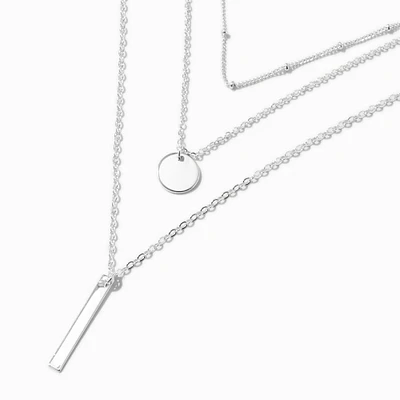 Silver-tone Geometric Multi-Strand Necklace