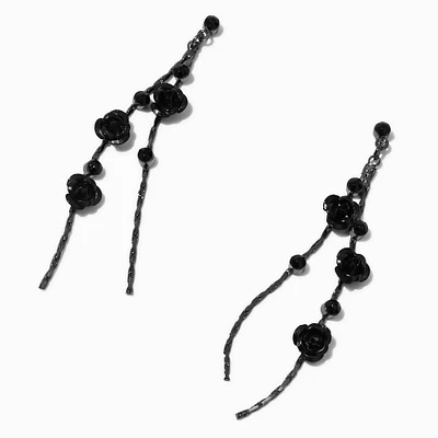 Black Rose Vines 3" Drop Earrings