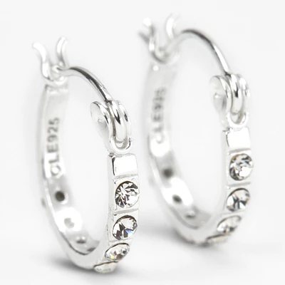 C LUXE by Claire's Sterling Silver 12mm Crystal Embellished Hoop Earrings