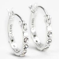 C LUXE by Claire's Sterling Silver 12mm Crystal Embellished Hoop Earrings