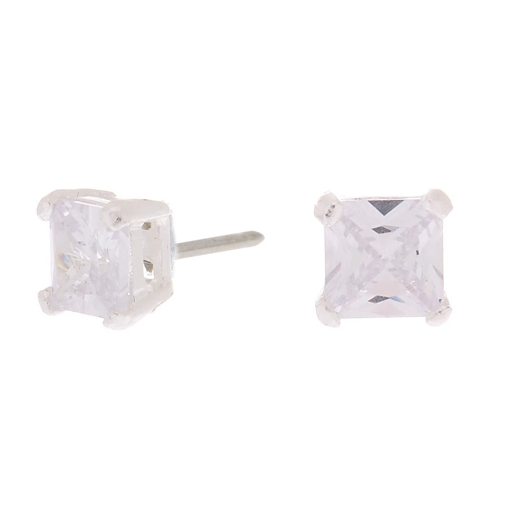 C LUXE By Claire's Sterling Silver Cubic Zirconia 5mm Square Stud Earrings