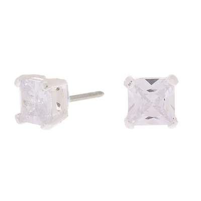C LUXE By Claire's Sterling Silver Cubic Zirconia 5mm Square Stud Earrings