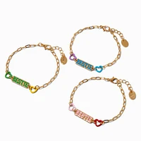 Best Friends Gold-tone "Bestie" Heart Adjustable Bracelets - 3 Pack