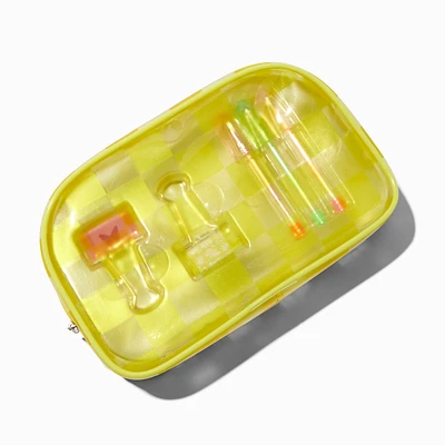 Yellow Checkered Clear Stationery Set