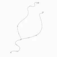 Silver-tone Cubic Zirconia Dainty Confetti Y-Neck Necklace