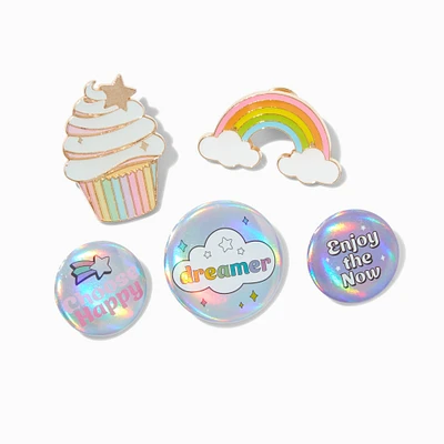 Rainbow Round Button & Pin Set - 5 Pack