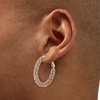 Rose Gold-tone Crystal 30mm Hoop Earrings 