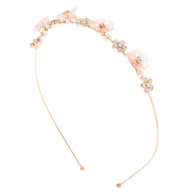 Rose Gold Frosted Pink Floral Headband