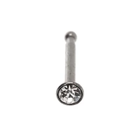 20G Silver-tone Stainless Steel Crystal Nose Stud