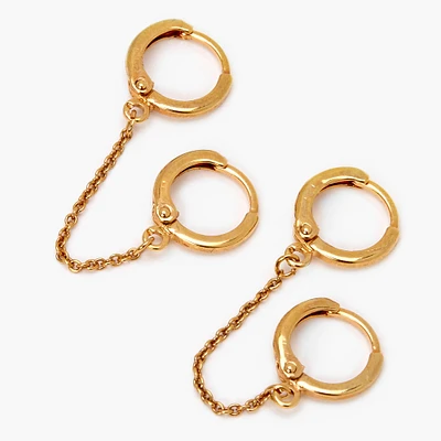 C LUXE by Claire's 18kt Gold Plated 10mm Connector Chain Hoop Earrings