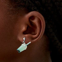 Mint Bubble Tea 0.5" Clip-On Drop Earrings