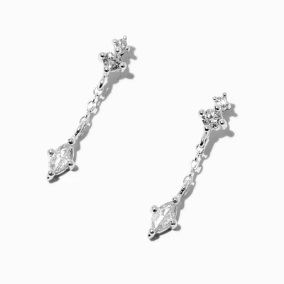 C LUXE by Claire's Sterling Silver Cubic Zirconia Micro Marquise Linear Drop Earrings