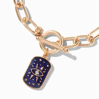 Gold-tone Mood Evil Eye Toggle Chain Bracelet 