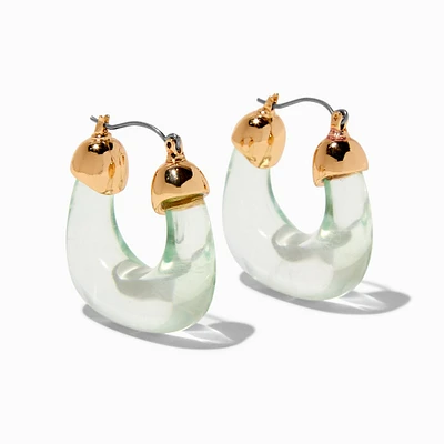 Blue Clear Acrylic Gold-tone Hoop Earrings
