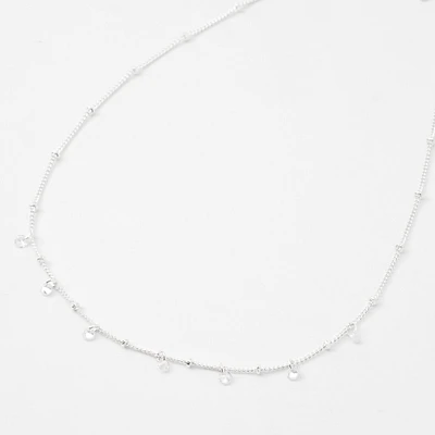 Silver-tone Cubic Zirconia Confetti Beaded Choker Necklace