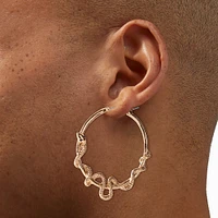 Gold-tone Snake Large Hoop Earrings
