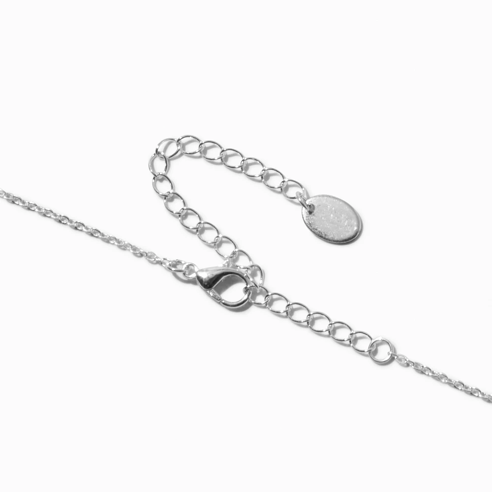Silver-tone Crystal Block Letter Initial Pendant Necklace