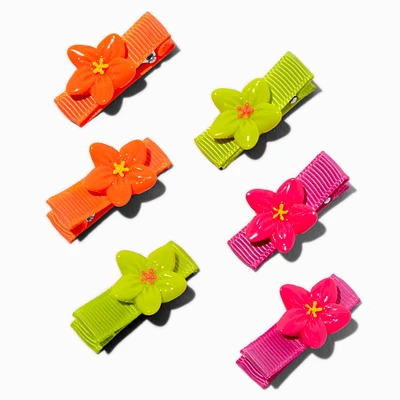 Claire's Club Neon Flowers Hair Clips - 6 Pack